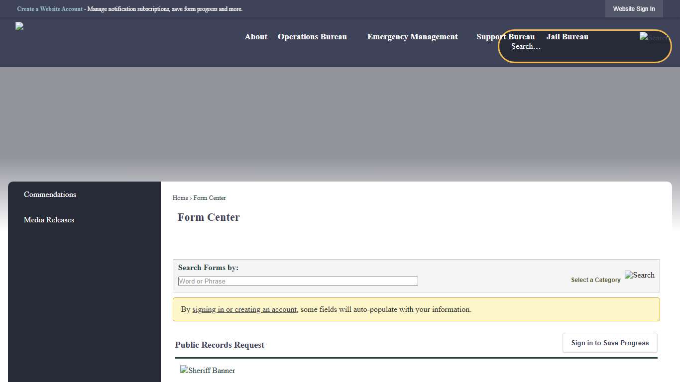 Form Center • Public Records Request