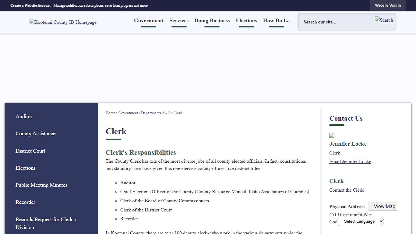 Clerk Kootenai County, ID